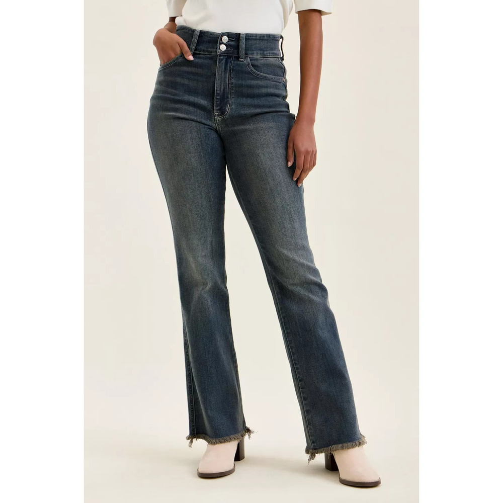 Judy Blue High Waist Double Button Frayed Hem Jeans